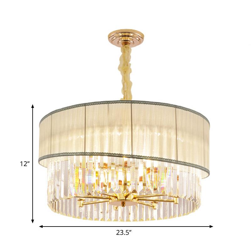 19.5/23.5 W Round Chandelier Lighting with Crystal Block - Rebooters