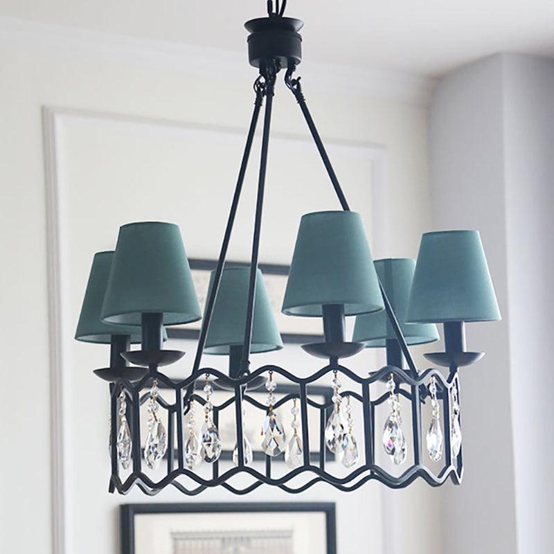 6 Lights Circular Pendant Light with Cone Shade in Black - Rebooters