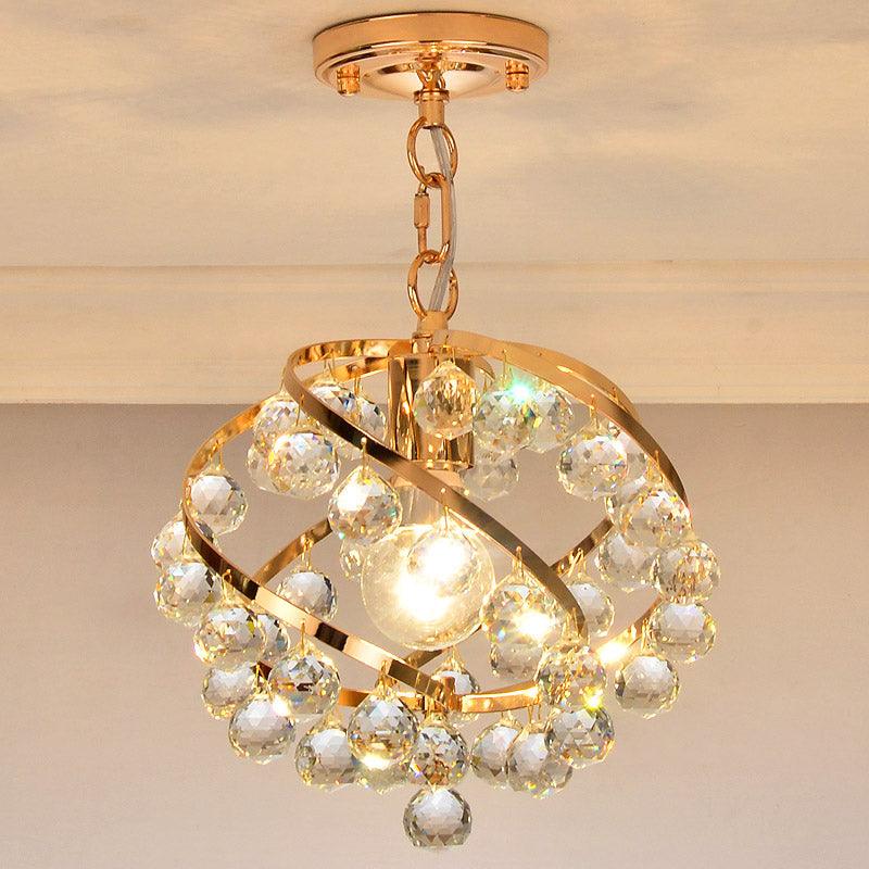 1 Light Orb Pendant Lighting Industrial Gold Crystal Ceiling Light - Rebooters