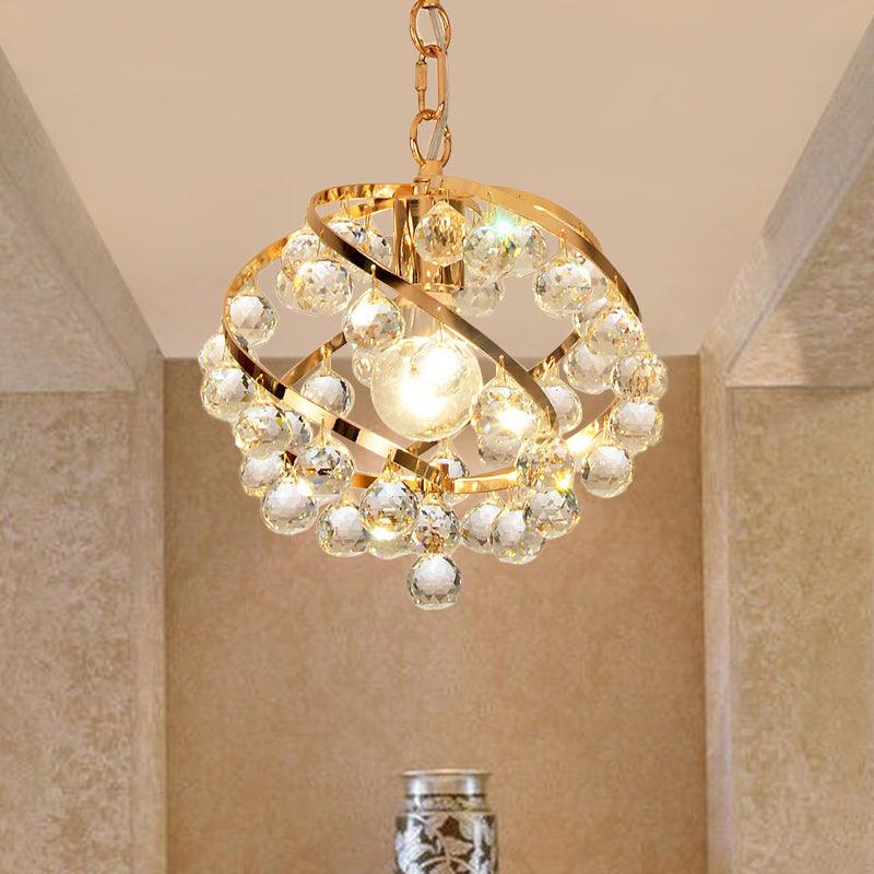 1 Light Orb Pendant Lighting Industrial Gold Crystal Ceiling Light - Rebooters