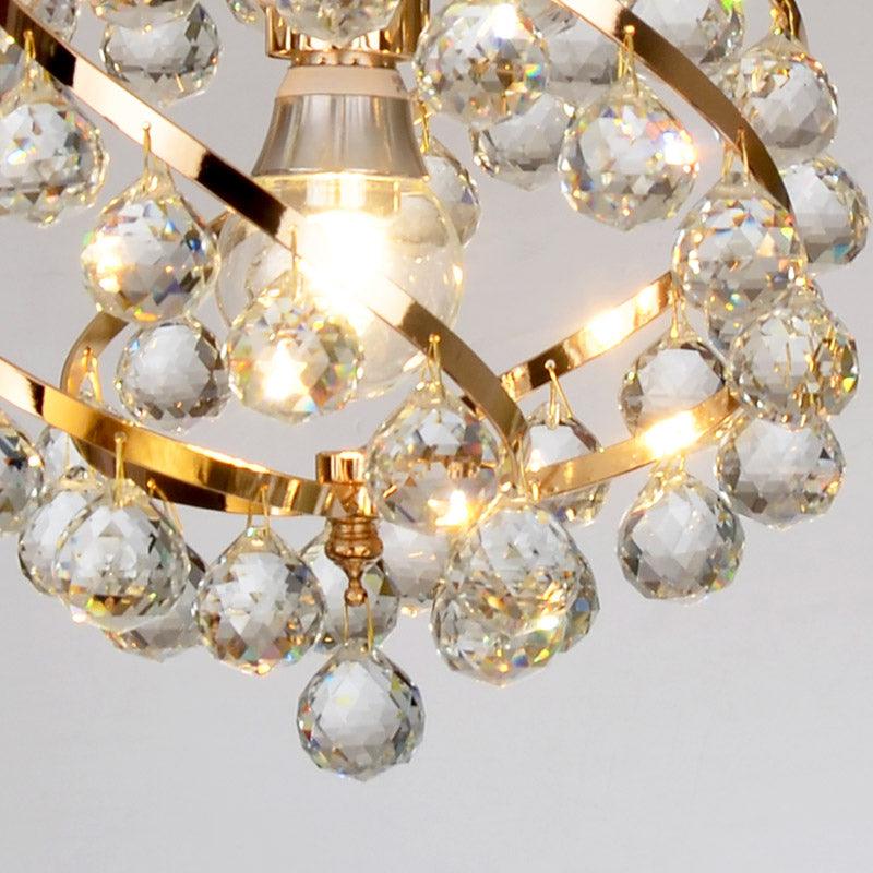 1 Light Orb Pendant Lighting Industrial Gold Crystal Ceiling Light - Rebooters