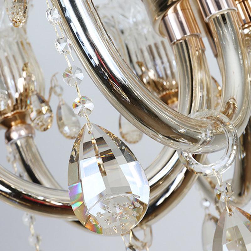 Bell Living Room Chandelier Lamp Traditional Crystal Drop 8 Lights Chrome - Rebooters