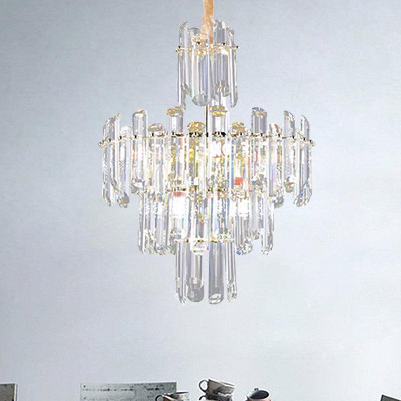 3 Tiers Beveled Crystal Chandelier Light Fixture 8/12 Lights - Rebooters