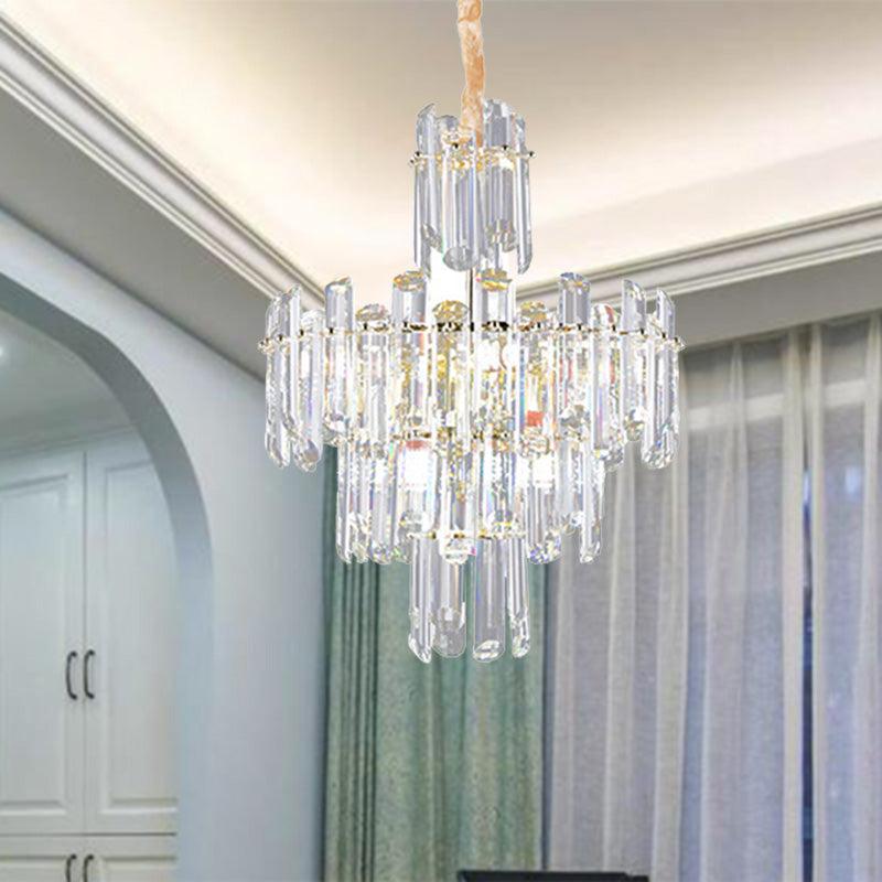3 Tiers Beveled Crystal Chandelier Light Fixture 8/12 Lights - Rebooters