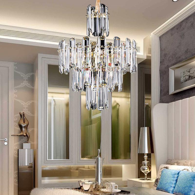 3 Tiers Beveled Crystal Chandelier Light Fixture 8/12 Lights - Rebooters