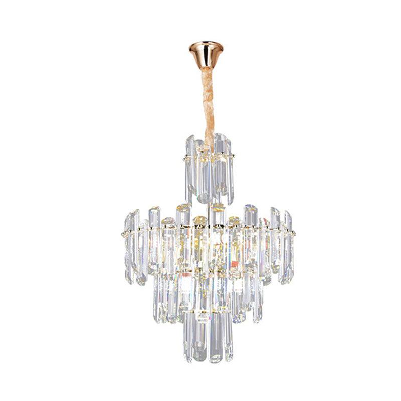 3 Tiers Beveled Crystal Chandelier Light Fixture 8/12 Lights - Rebooters