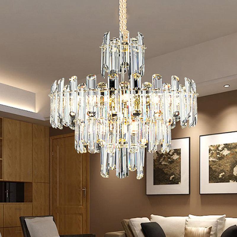 3 Tiers Beveled Crystal Chandelier Light Fixture 8/12 Lights - Rebooters