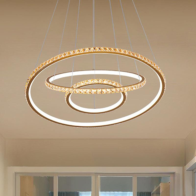 3-Tier Chandelier Light Fixture Modern Crystal LED Gold Ceiling Pendant Light - Rebooters
