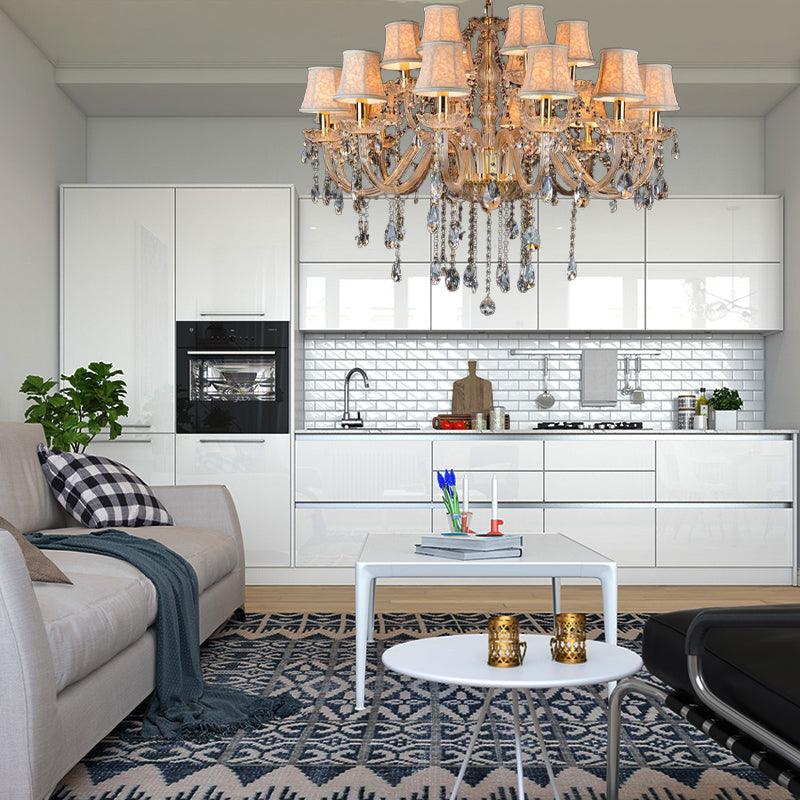 Armed Clear K9 Crystal Pendant Chandelier Rustic Beige Light - Rebooters