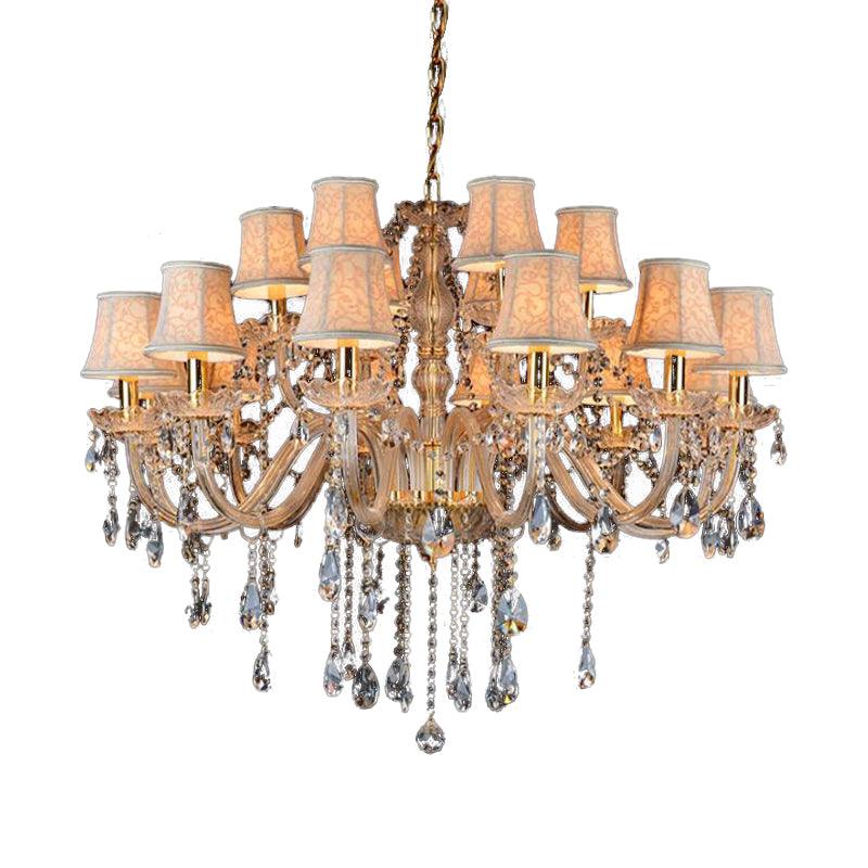 Armed Clear K9 Crystal Pendant Chandelier Rustic Beige Light - Rebooters
