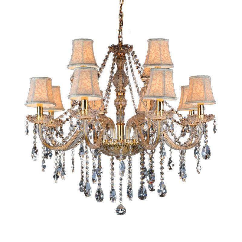 Armed Clear K9 Crystal Pendant Chandelier Rustic Beige Light - Rebooters