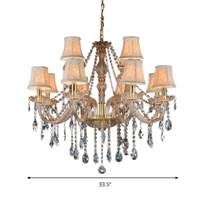 Armed Clear K9 Crystal Pendant Chandelier Rustic Beige Light - Rebooters
