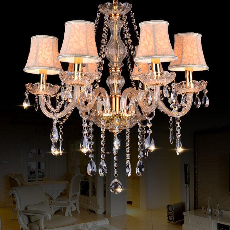Armed Clear K9 Crystal Pendant Chandelier Rustic Beige Light - Rebooters