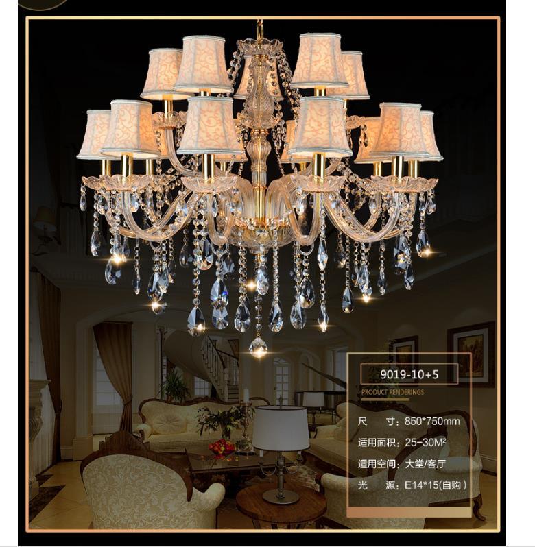 Armed Clear K9 Crystal Pendant Chandelier Rustic Beige Light - Rebooters