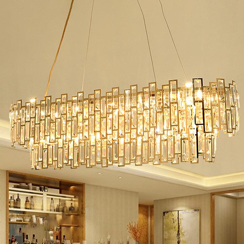 7 Heads Rectangle-Cut Crystal Ceiling Lamp Postmodern Gold Chandelier - Rebooters