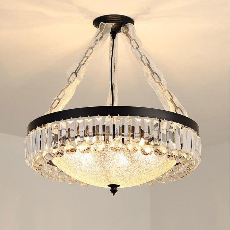 18"/23.5" Wide Dome Hanging Pendant Black Ceiling Chandelier - Rebooters