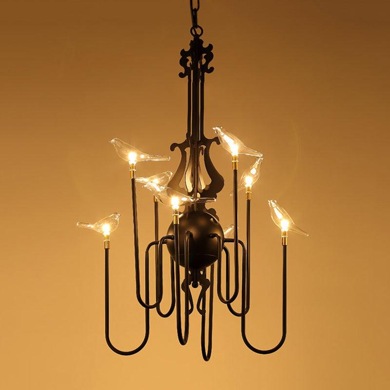 4/8/12-Light Iron Chandelier Light Antique Black White Ceiling Fixture - Rebooters