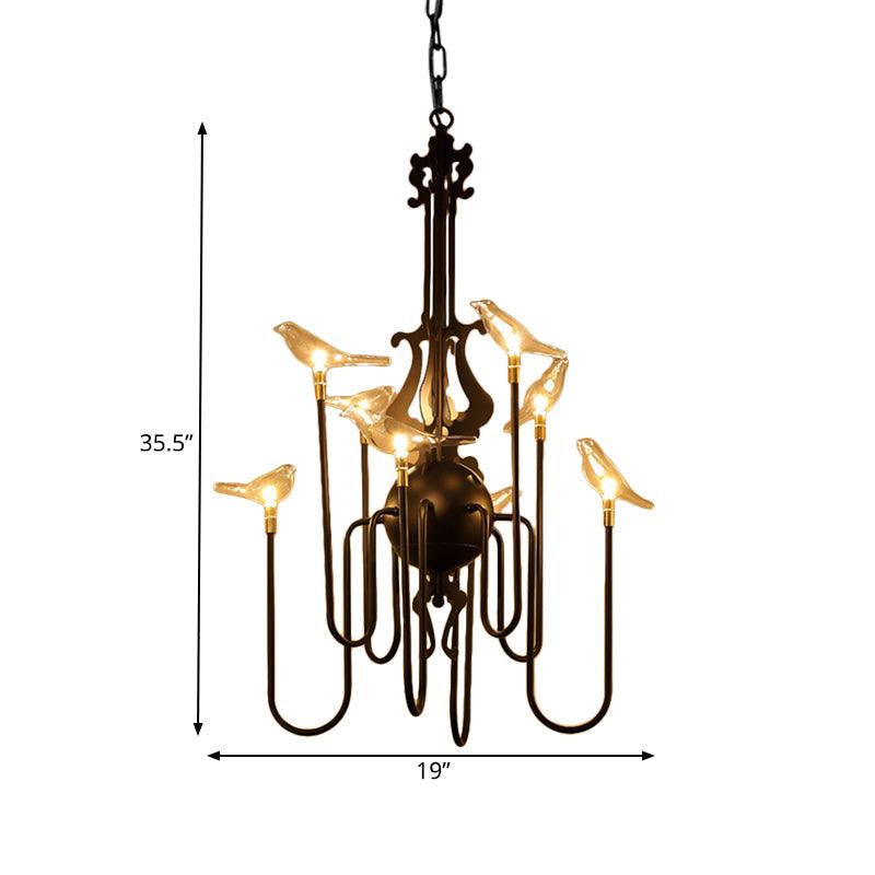 4/8/12-Light Iron Chandelier Light Antique Black White Ceiling Fixture - Rebooters