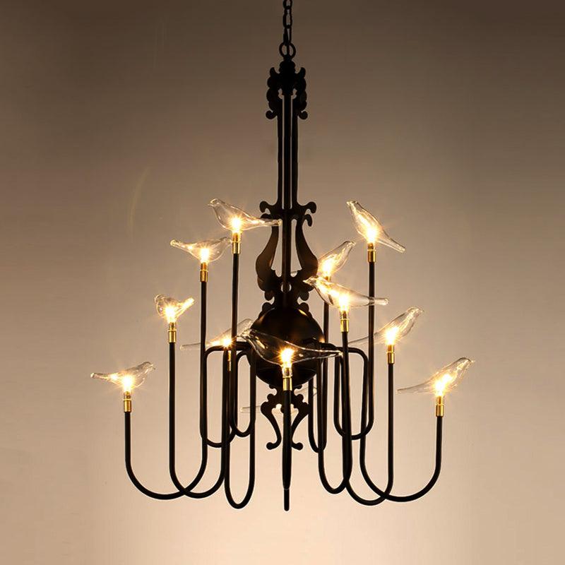 4/8/12-Light Iron Chandelier Light Antique Black White Ceiling Fixture - Rebooters