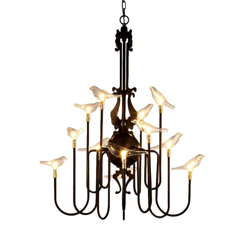 4/8/12-Light Iron Chandelier Light Antique Black White Ceiling Fixture - Rebooters