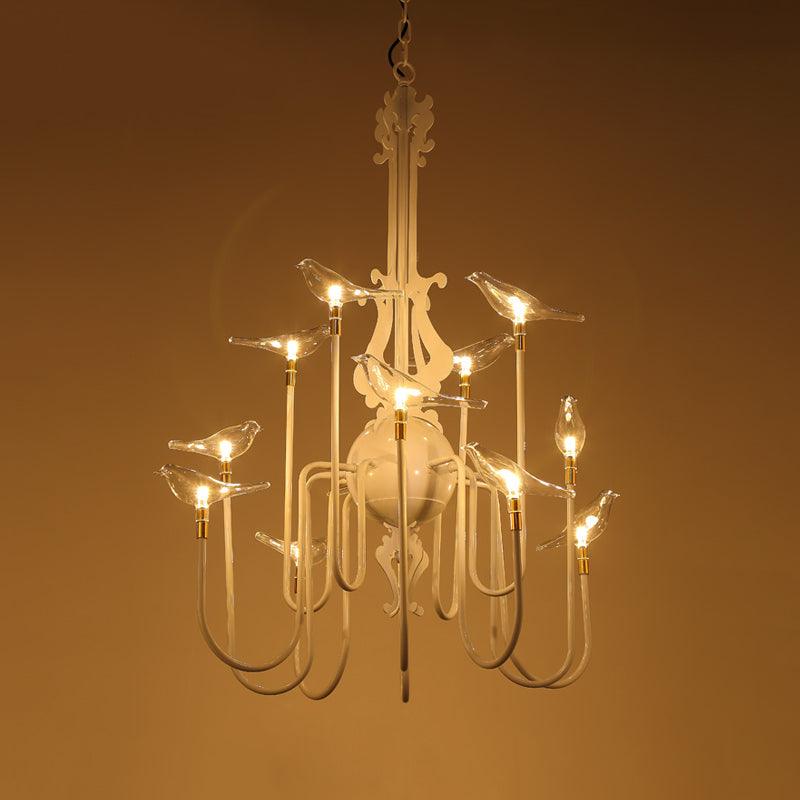 4/8/12-Light Iron Chandelier Light Antique Black White Ceiling Fixture - Rebooters