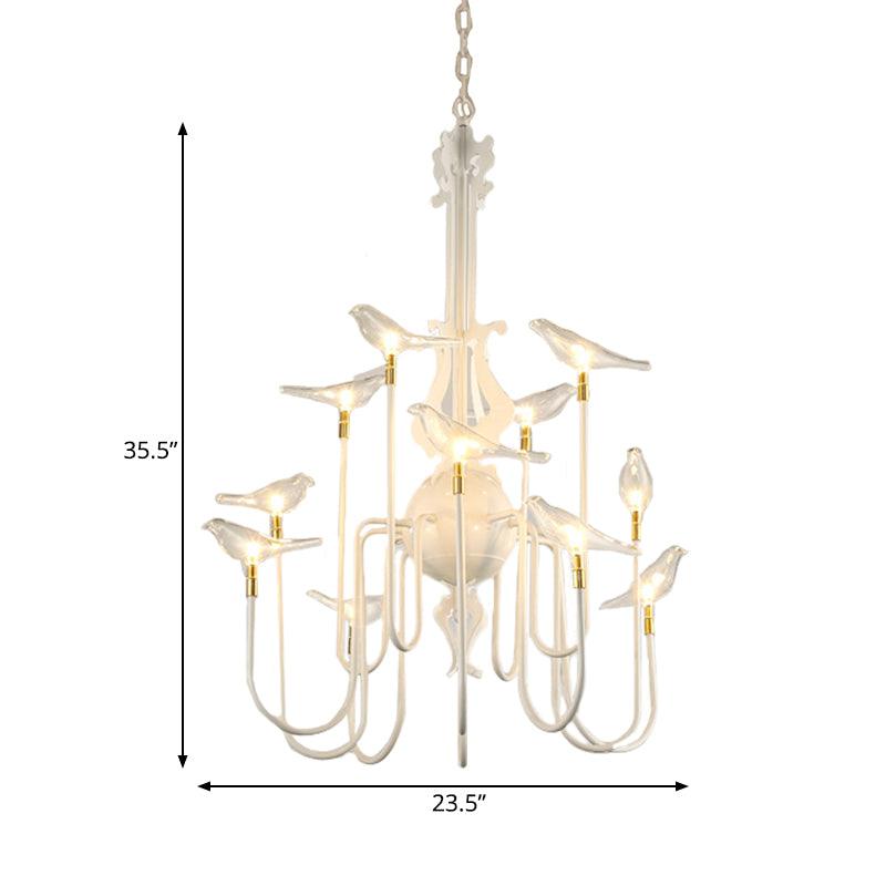 4/8/12-Light Iron Chandelier Light Antique Black White Ceiling Fixture - Rebooters