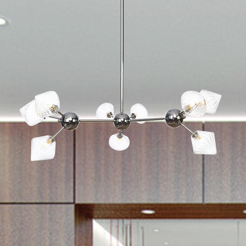 Amber Clear Glass Diamond Pendant Light Fixture 3 9 12 Bulbs 13 27.5 34 Width - Rebooters