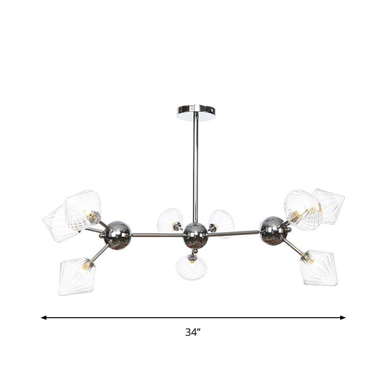 Amber Clear Glass Diamond Pendant Light Fixture 3 9 12 Bulbs 13 27.5 34 Width - Rebooters