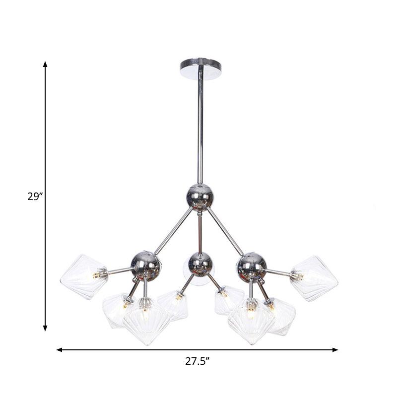 Amber Clear Glass Diamond Pendant Light Fixture 3 9 12 Bulbs 13 27.5 34 Width - Rebooters