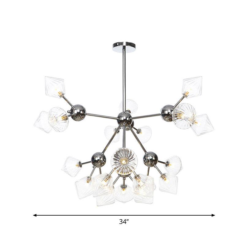 Amber Clear Glass Diamond Pendant Light Fixture 3 9 12 Bulbs 13 27.5 34 Width - Rebooters