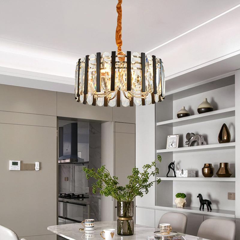 6-Bulb Dining Room Chandelier Lighting Black and Gold Pendant - Rebooters