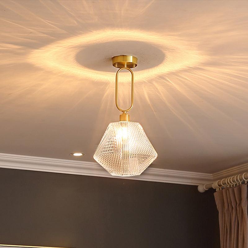 1 Bulb Hexagonal Semi Flush Light Minimalist Ceiling Lamp | Rebooters - Rebooters