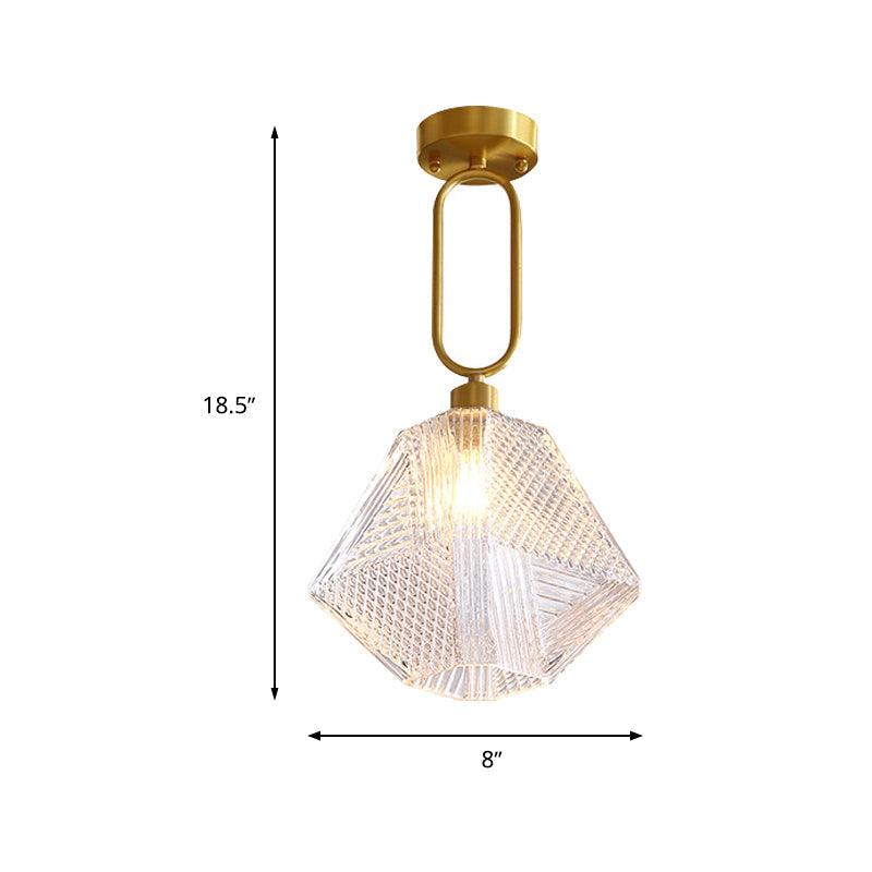1 Bulb Hexagonal Semi Flush Light Minimalist Ceiling Lamp | Rebooters - Rebooters