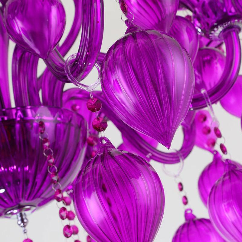 Candelabra Crystal Drop Ceiling Light Traditional 6 Heads Chandelier in Blue Purple Red Crystal - Rebooters