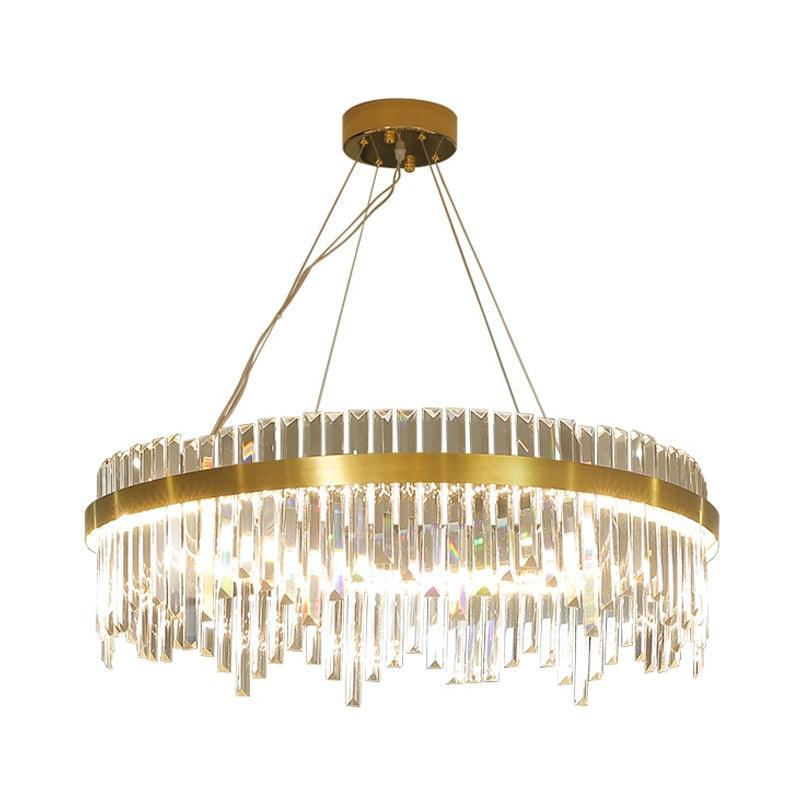 16"/19.5" Wide LED Hanging Ceiling Light in Gold Crystal - Rebooters
