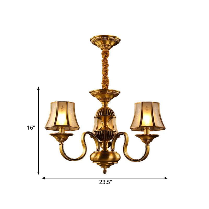 3/5/6 Lights Flared Chandelier Lighting Colonialism Gold Frosted Glass - Rebooters