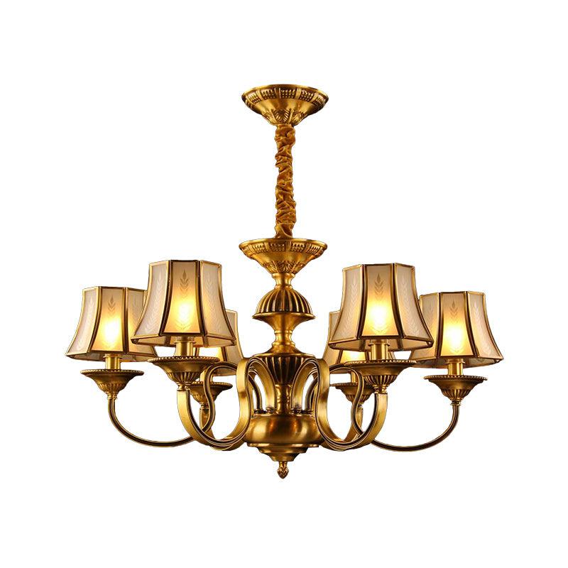 3/5/6 Lights Flared Chandelier Lighting Colonialism Gold Frosted Glass - Rebooters