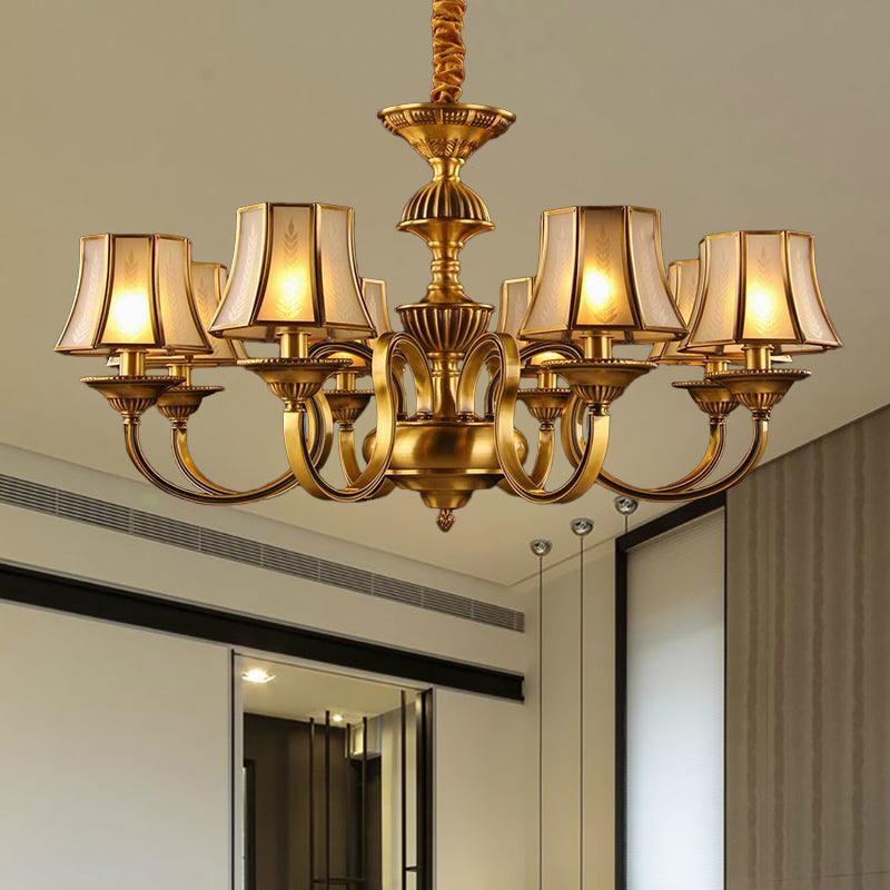 3/5/6 Lights Flared Chandelier Lighting Colonialism Gold Frosted Glass - Rebooters