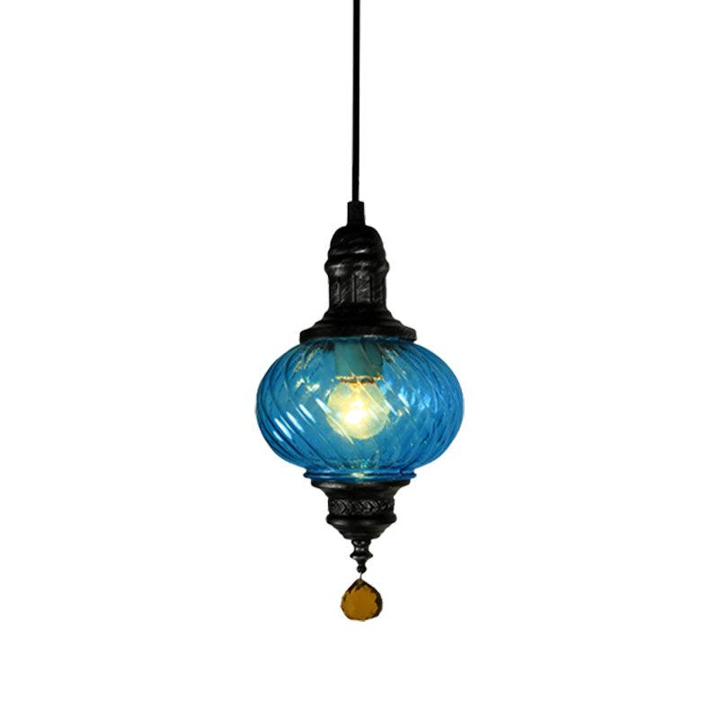 1 Light Pendant Lighting Moroccan Oval Textured Glass Ceiling Light - Rebooters