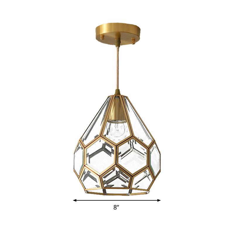 8/10 Inch Wide 1 Light Pendant Lighting Fixture Brass Glass - Rebooters