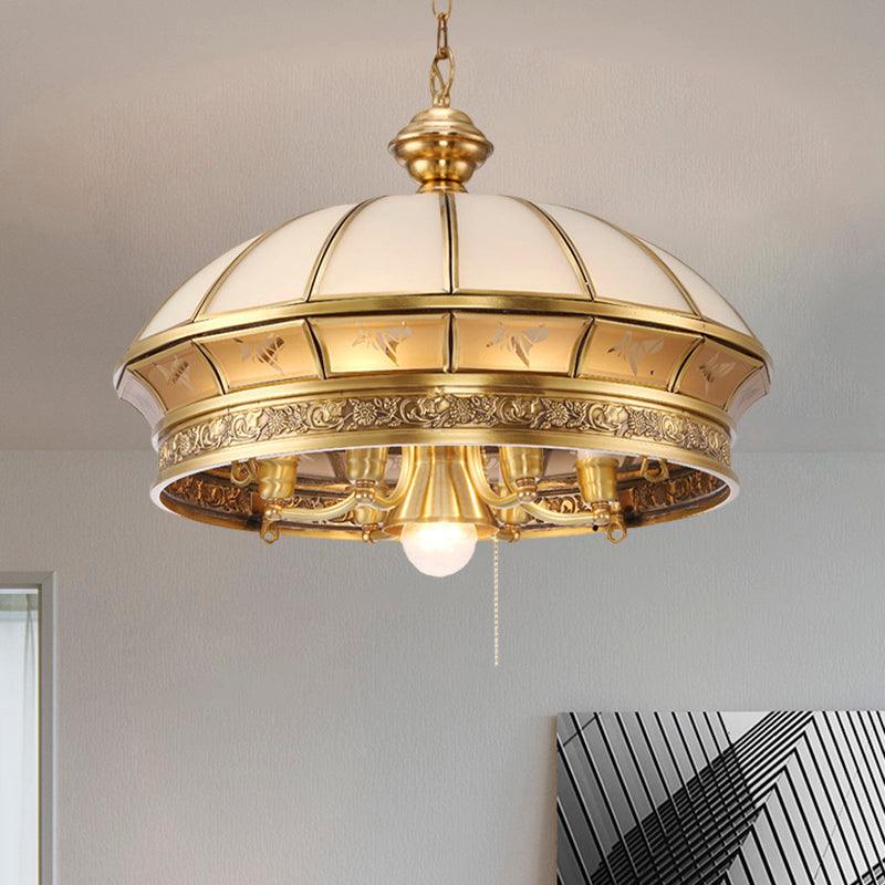 7 Lights Frosted Glass Chandelier Lighting Colonial Brass - Rebooters