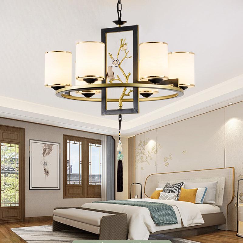 Metal Cylinder Chandelier Lighting Classic 6/8/10 Lights Black Gold - Rebooters