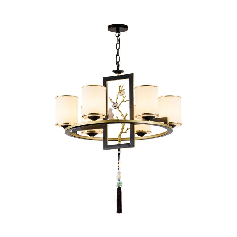 Metal Cylinder Chandelier Lighting Classic 6/8/10 Lights Black Gold - Rebooters