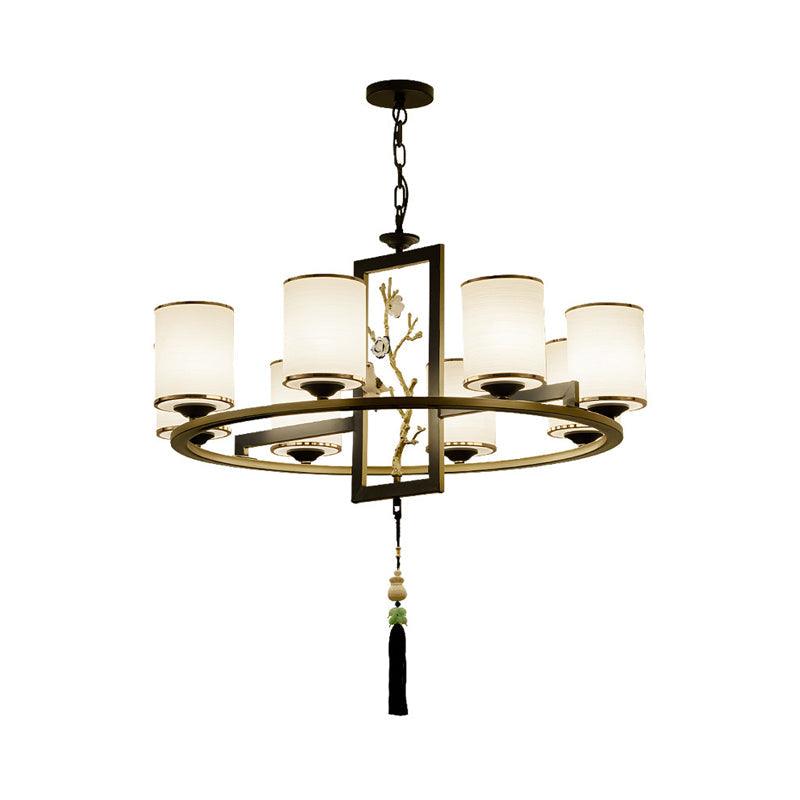 Metal Cylinder Chandelier Lighting Classic 6/8/10 Lights Black Gold - Rebooters