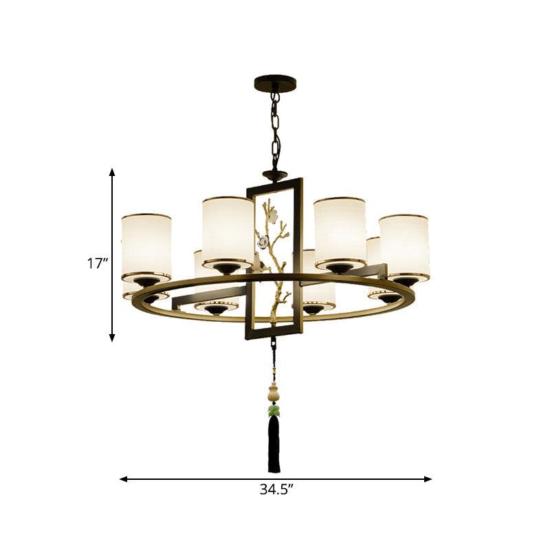 Metal Cylinder Chandelier Lighting Classic 6/8/10 Lights Black Gold - Rebooters