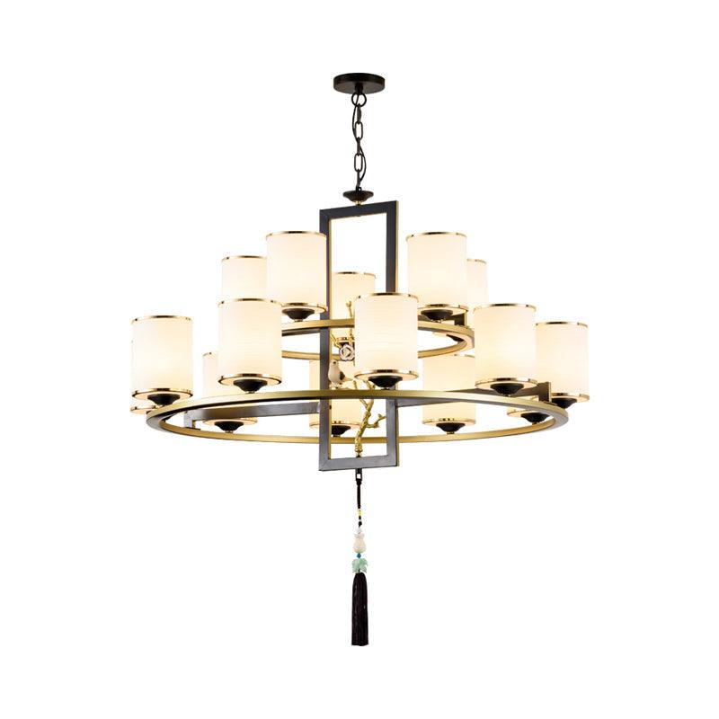 Metal Cylinder Chandelier Lighting Classic 6/8/10 Lights Black Gold - Rebooters
