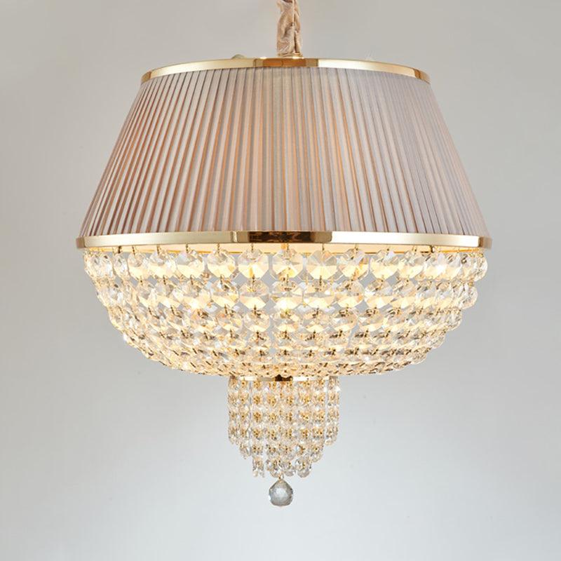 5 Lights Dome Ceiling Light Fixture Simple Style Blue Gray Crystal Strand Chandelier - Rebooters