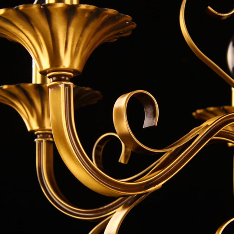 5/6/8 Lights Chandelier Pendant Lamp Colonialism Candle Shape Metal Ceiling Suspension Light in Gold - Rebooters