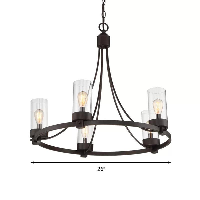 Black 5 Lights Pendant Chandelier Vintage Clear Glass Fixture - Rebooters