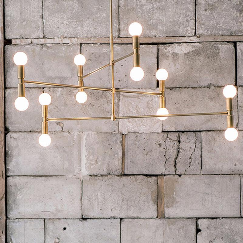 3 Tiers Hanging Chandelier Modern Metal 12 Lights Gold Lamp - Rebooters